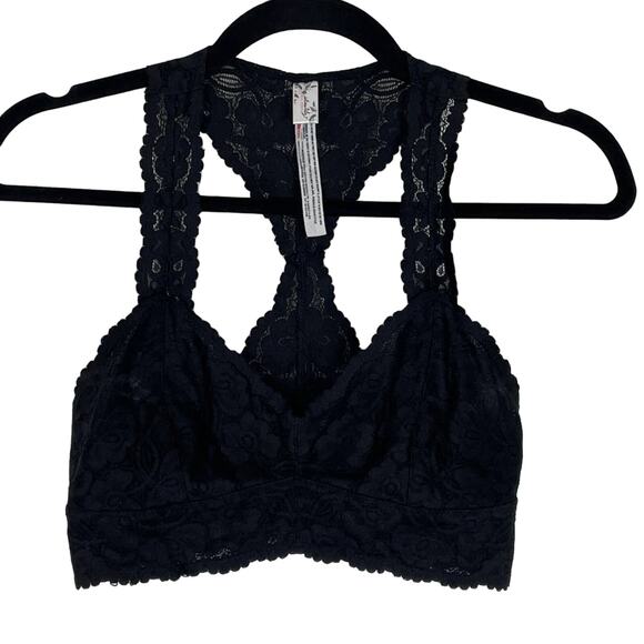 Free People Intimately Stunning Floral Black Lace Bra M - Picture 1 of 4